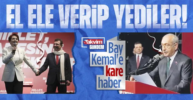 Kemal Kılıçdaroğlu konuşurken kenarda bekleyen Ekrem İmamoğlu, Meral Akşener konuşurken ele ele verdi