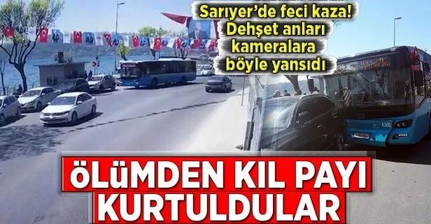 Sarıyer’de kontrolden çıkan halk otobüsü park halindeki 4 aracı biçti