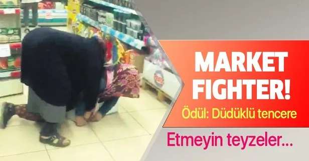 Konya’da market fighter! 2 kadın bir düdüklü tencere için dövüştü