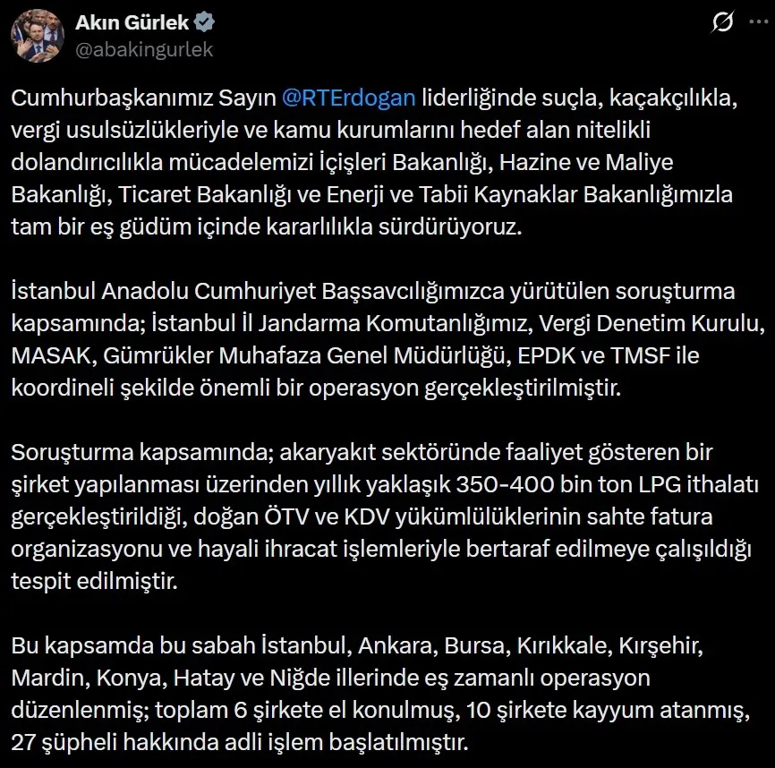 Bakan Gürlek'in paylaşımı (Haberin görselleri sosyal medya ve Takvim Foto Arşiv'den alınmıştır.)