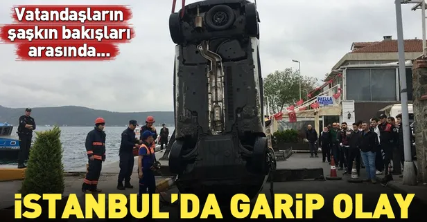 Aracını denize itti, taksiye binip gitti