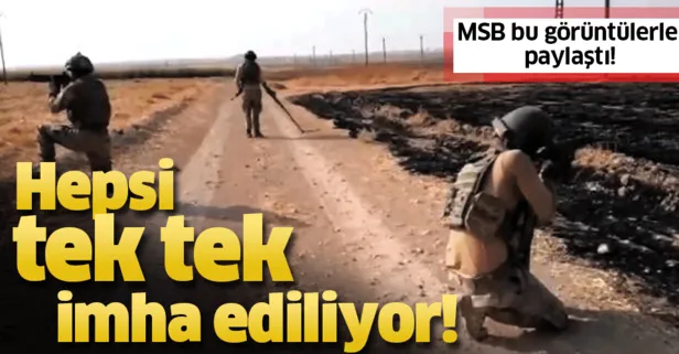 Son dakika: MSB bu görüntülerle paylaştı! Hepsi tek tek imha ediliyor