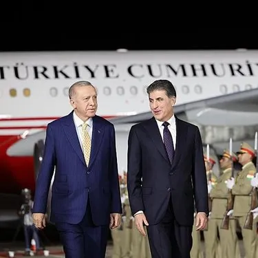 Başkan Erdoğan Erbil’de! Resmi törenle karşılandı: Neçirvan Barzani, Mesrur Barzani ve Mesut Barzani ile görüştü