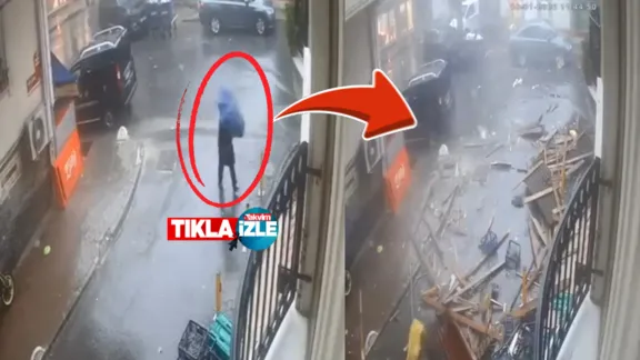 Şişli'de lodos çatıyı uçurdu! Mucizevi kurtuluş kamerada! - Video