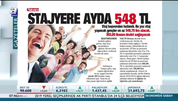 Stajyere ayda 548 TL