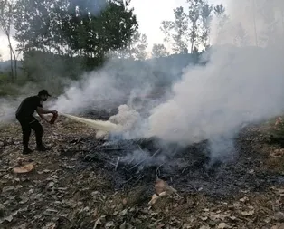 Anız yangınına polis ekipleri müdahale etti