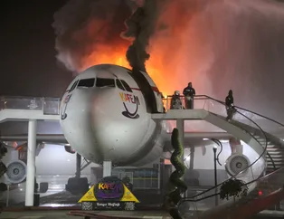 Konya'da Airbus A300 cayır cayır yandı