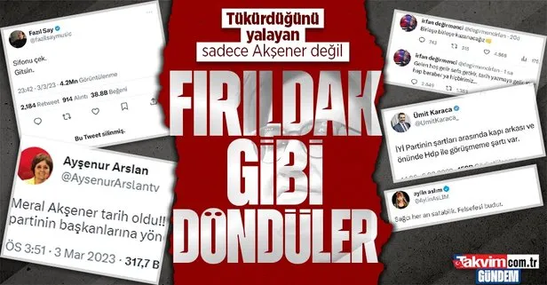 Fırıldak gibi döndüler! CHP ve İYİ Parti yandaşlarının sosyal medya çarkları! Fazıl Say, İrfan Değirmenci, Ayşenur Arslan...