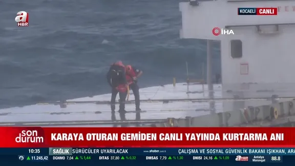 Kandıra'da karaya oturan geminin mürettebatı kurtarıldı