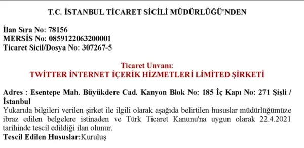 Son dakika: Google TikTok ve Twitter Türkiye'de limited şirketler kurdu! İşte Google TikTok ve Twitter'a atanan isimler!-2