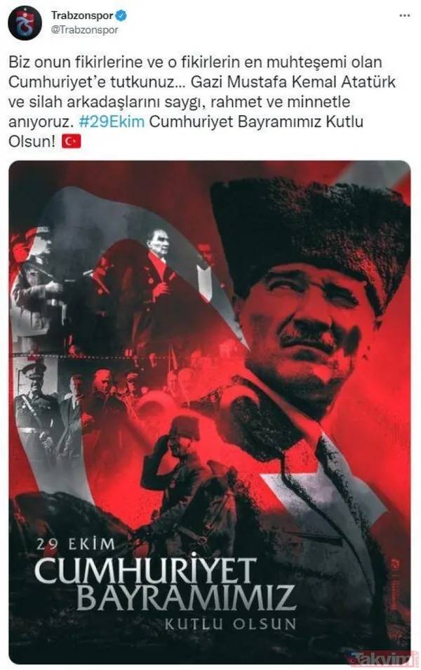 Spor camiasından 29 Ekim Cumhuriyet Bayramı mesajları! Beşiktaş, Fenerbahçe, Galatasaray, Trabzonspor... - 8