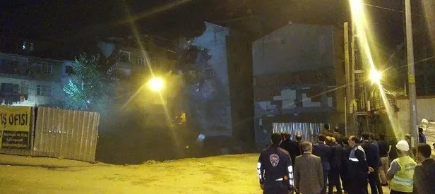 İstanbul Bağcılar’da çökme tehlikesi olan binanın yıkılma anı