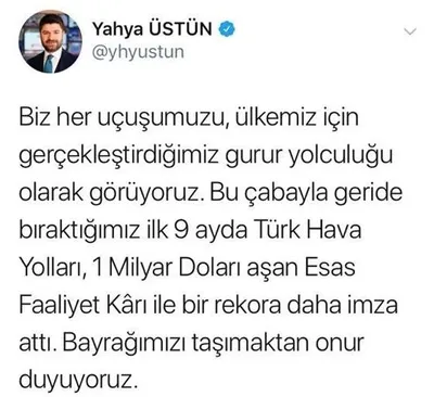 Türk Hava Yolları 9 Aylık dönemde 1 Milyar Doları aşan rekor Esas Faaliyet Kârı gerçekleştirdi-1