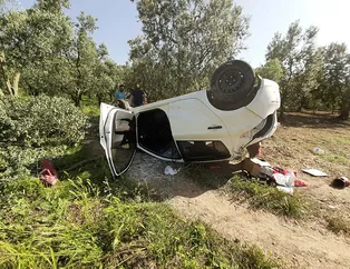 Bursa’da feci kaza! Takla atarak tarlaya uçtu