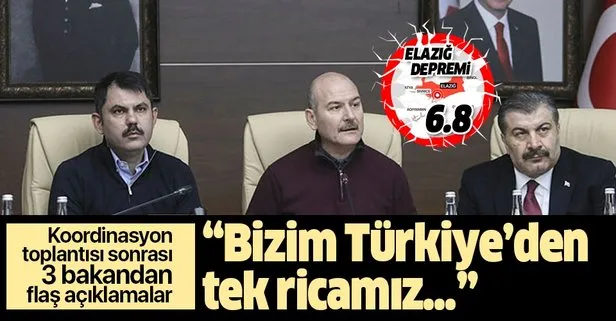 Son dakika: Bakan Süleyman Soylu, Fahrettin Koca ve Murat Kurum’dan flaş Elazığ depremi açıklaması