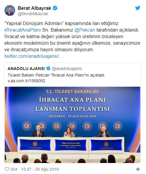 Hazine ve Maliye Bakanı Berat Albayrak'tan 'İhracat Ana Planı' ile ilgili önemli açıklama-1