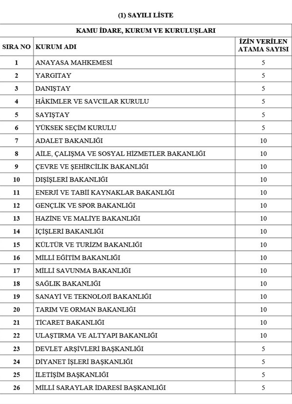 Flaş karar! Memur olmak isteyenler dikkat! 2021 yılında hangi kadrolara memur ataması yapılacak? Hangi kadroya kaç kişi atanacak?-9