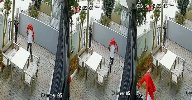 Ceketini kamufle olmak için kullanan hırsız...