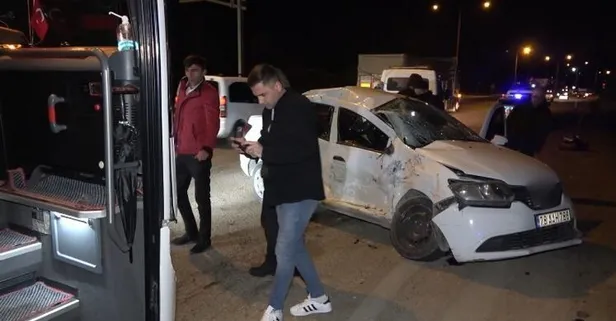 Kırıkkale'de yolcu otobüsünün çarptığı araç metrelerce sürüklendi hurdaya döndü