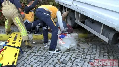 İstanbul’da el frenini çekmeyi unutan nakliye şoförü kamyonetin altında kaldı