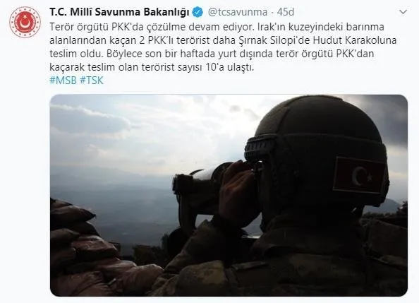 Irak'ın kuzeyinden kaçan 2 PKK'lı terörist daha teslim oldu-1