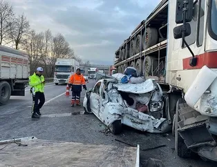 İki tır arasında kaldı! Burunları bile kanamadı