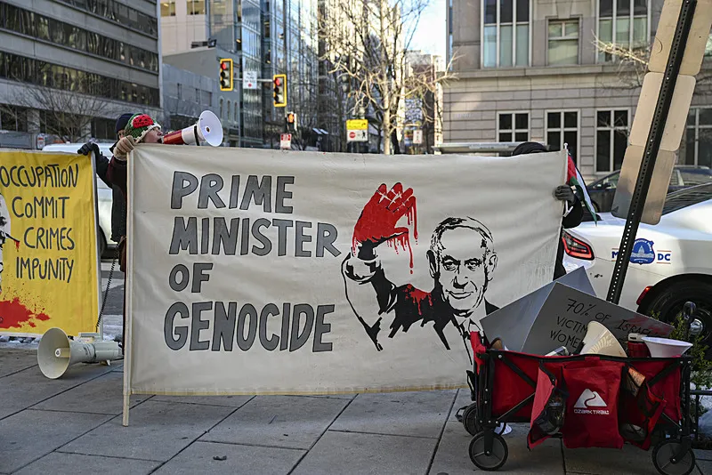 ABD Dışişleri Bakanı Antony Blinken'a Gazze protestosu (Fotoğraf: AA)