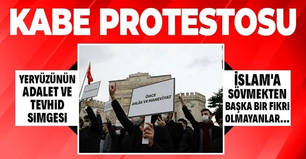 Beyazıt Meydanı’nda Boğaziçi’ndeki Kabe-i Muazzama provokasyonu protesto edildi: İslam’a sövmekten başka bir fikri olmayanlar...