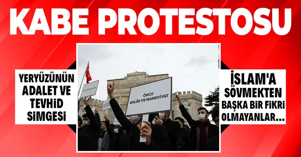 Beyazıt Meydanı'nda Boğaziçi'ndeki Kabe-i Muazzama provokasyonu protesto edildi: İslam'a sövmekten başka bir fikri olmayanlar...