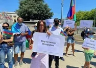 İsviçredeki Türkler tepkili! BM Cenevre Ofisi önünde Ermenistanın saldırıları protesto edildi