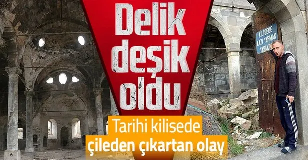 Kayseri’de defineciler 19’uncu yüzyılda inşa edilen kiliseyi tahrip etti