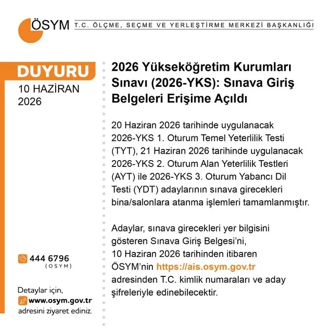 yks-yerleri-aciklandi-osym-2026-tyt-ayt-sinav-giris-belgesi-sorgulama-aisosymgovtr-1781081198504.jpg YKS yerleri açıklandı! ÖSYM 2026 TYT - AYT sınav giriş belgesi sorgulama (ais.osym.gov.tr)-4