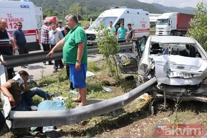 Bolu’da feci kaza! Otomobil refüje çarptı: 2 ölü, 5 yaralı