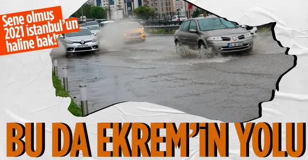 İstanbul'da yağmur sonrası yollar göle döndü!