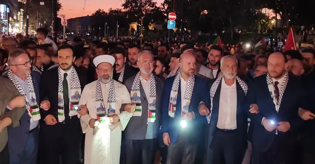 Gazze için umut fenerleri yandı! On binler tekbir sesleriyle Beyazıt'tan Ayasofya'ya yürüdü | Kalabalık dron ile görüntülendi