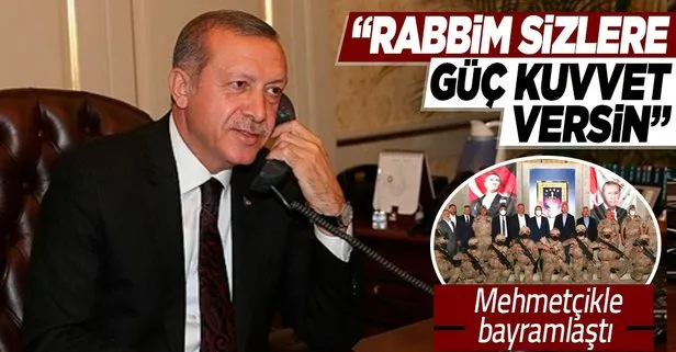 Son dakika: Başkan Recep Tayyip Erdoğan, Mehmetçikle bayramlaştı: Rabbim sizlere güç, kuvvet nasip eylesin