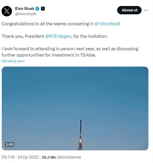 Elon Musk'tan Türkiye ile iş birliği mesajı! Başkan Erdoğan TEKNOFEST'e davet etmişti: Son gelişmeler A Haber ekranlarında değerlendirildi-1
