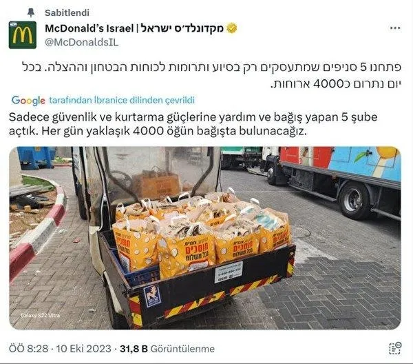 McDonald's'tan bir skandal daha! Katil İsrail'i desteklemeye devam ediyor I Paket renklerini mavi-beyaz yaptılar-4