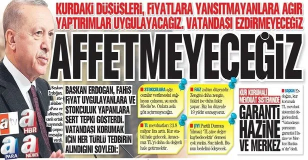 Başkan Recep Tayyip Erdoğan, Atv  A Haber A Para ve A News’in canlı ortak yayınında çarpıcı mesajlar verdi