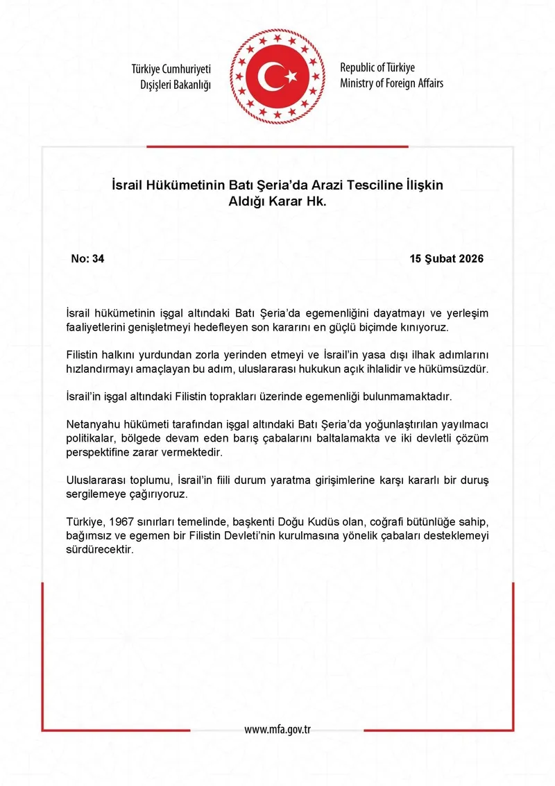 Son dakika: Türkiye’den İsrail’in Batı Şeria kararına sert tepki-2