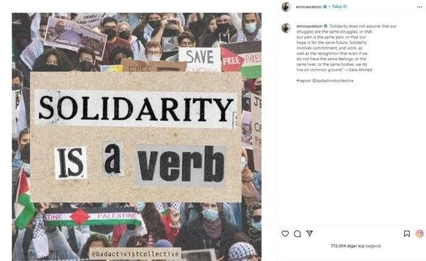 Ünlü oyuncu Emma Watson Filistin'e destek verdi! Katil İsrail'in yetkilisi nefret dilini açığa çıkardı-2