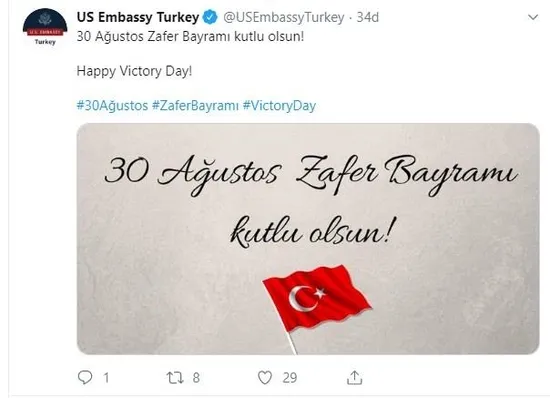 ABD Büyükleçiliği'nden 30 Ağustos paylaşımı-1