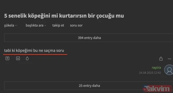 Ekşi Sözlük isimli lağım çukurunun kokuşmuş zihniyeti! 'Bir çocuğu mu kurtarırsınız yoksa bir köpeği mi?' sorusuna verilen cevaplar mide bulandırdı - 26