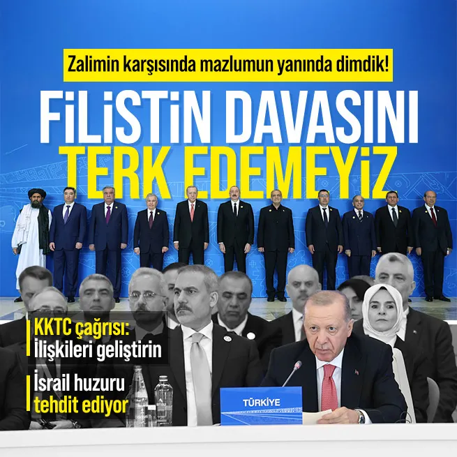 Başkan Erdoğan’dan Azerbaycan’da net mesaj: Filistin davasını terk edemeyiz | KKTC çağrısı