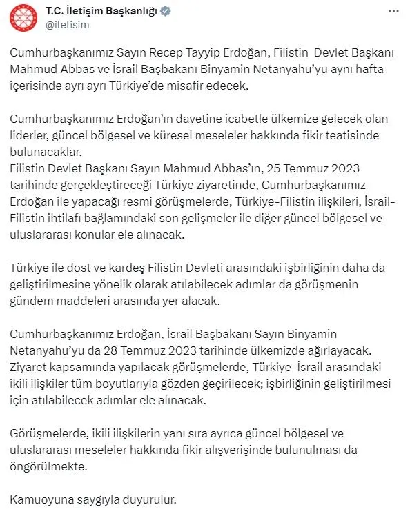 filistin-devlet-baskani-abbas-ve-israil-basbakani-netanyahu-turkiyeyi-ziyaret-edecek-1689881343204.jpeg Kritik ziyaret! Filistin Devlet Başkanı Abbas ve İsrail Başbakanı Netanyahu Türkiye'yi ziyaret edecek-4