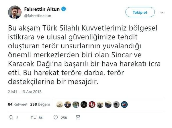 Cumhurbaşkanlığı'ndan sınır ötesi harekat mesajı-1