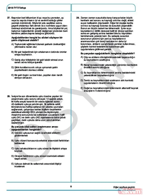 YKS çıkmış sorular ve cevaplar! 2018 YKS çıkmış sorular ve cevap anahtarı - 11