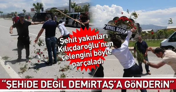 Şehit cenazesinde Kılıçdaroğlu’nun çelengi parçalandı