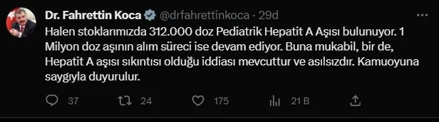 Sağlık Bakanı Koca'dan "Hepatit A" aşılarıyla ilgili flaş açıklama: "İddialar asılsızdır"-1