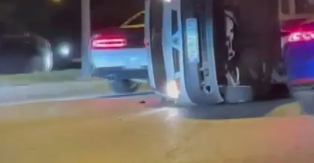 Son dakika: Beylikdüzü'nde kazadan kaçan araç yan yattı